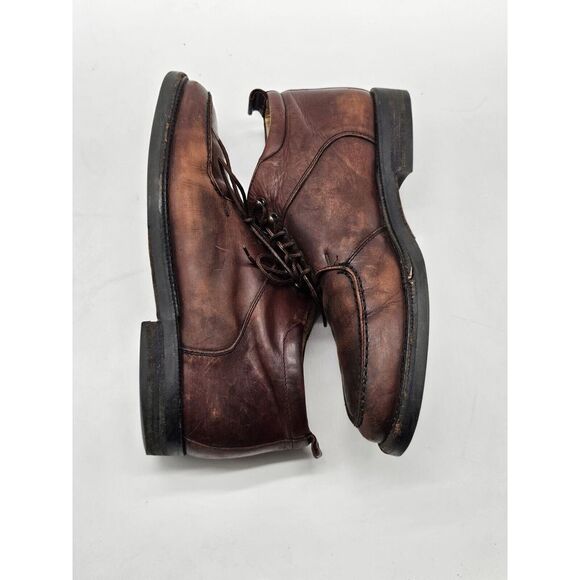 Vintage Kenneth Cole New York Made In Italy Brown Leather Ankle Boots 10 Lace Up - Picture 5 of 15